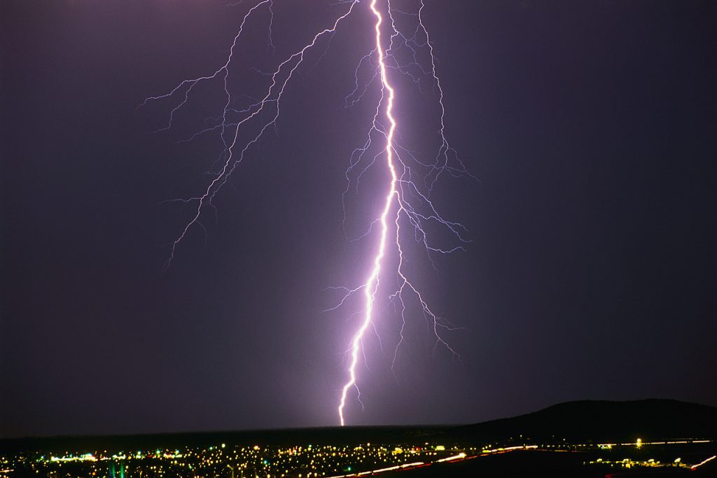 Lightning Bolt Strikes City