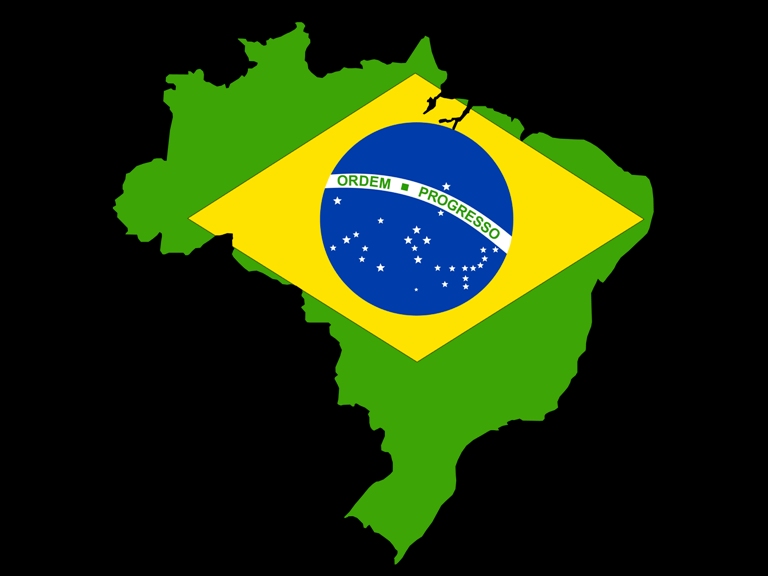 map of Brazil and Brazilian flag illustration